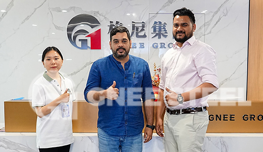 Indian Client Visits GNEE Group to Purchase 200 Tons of Q355B ERW Pipes